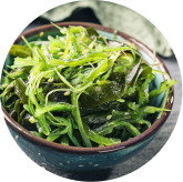 Fresh Japanese sea kelp in a bowl